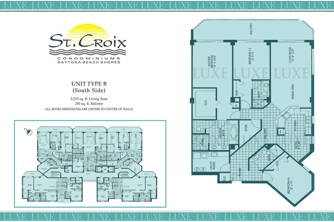 St Croix Condos Floor Plan B South Unit 04 - 3145 S Atlantic Ave Daytona Beach Shores - The LUXE Group 386.299.4043